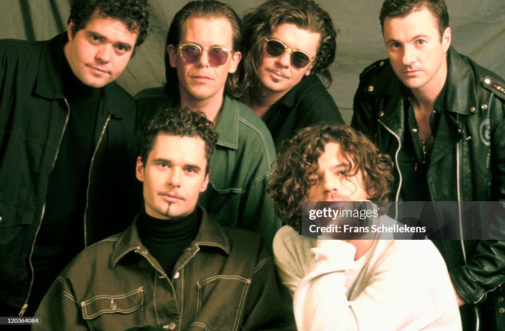 Inxs Instruments Australian band INXS pose in Bussum, Netherlands on 10th November ...