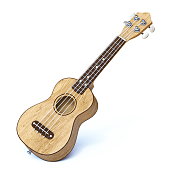 Wooden traditional soprano ukulele 3D