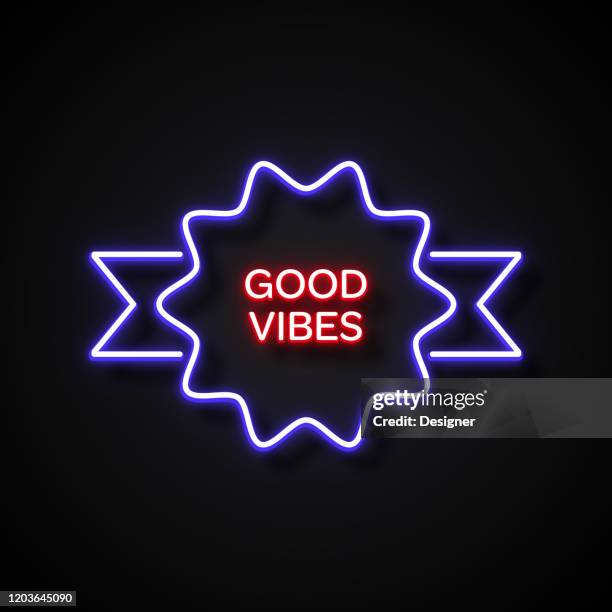 good vibes text neon style, design elements - good vibes stock illustrations