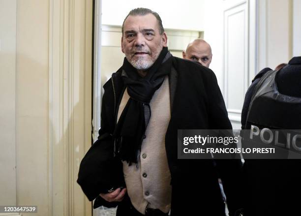 French lawyer Franck Berton, lawyer of Faid Redouane arrives at the Saint-Omer court on February 27 for the appeal trial of his client for the...