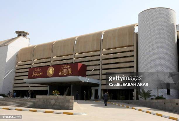 Picture taken on February 27, 2020 shows the parliament building, or Council of Representatives, in Baghdad's Green Zone.