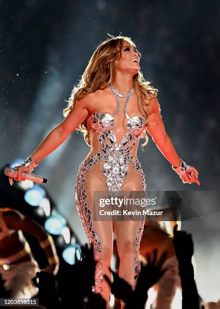 Jennifer Lopez performs onstage during the Pepsi Super Bowl LIV Halftime Show at Hard Rock Stadium on February 02, 2020 in Miami, Florida.