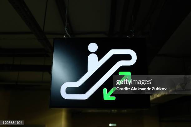 information icon of the movement of the escalator. - escalator icon stock pictures, royalty-free photos & images