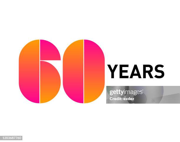 60 jahre jubiläum - vintage logo stock-grafiken, -clipart, -cartoons und -symbole