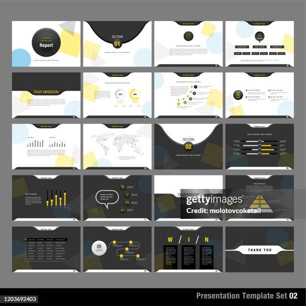 ilustraciones, imágenes clip art, dibujos animados e iconos de stock de conjunto de plantillas de presentación - presentación de diapositvas
