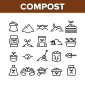 Compost Ground Soil Collection Icons Set Vector