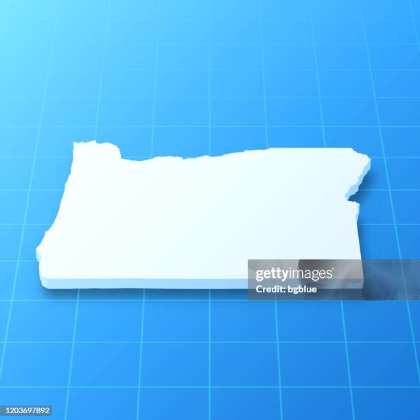 oregon 3d map on blue background - oregon stock illustrations