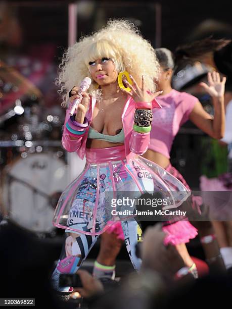 Musician Nicki Minaj performs on ABC's "Good Morning America" at Rumsey Playfield, Central Park on August 5, 2011 in New York City.