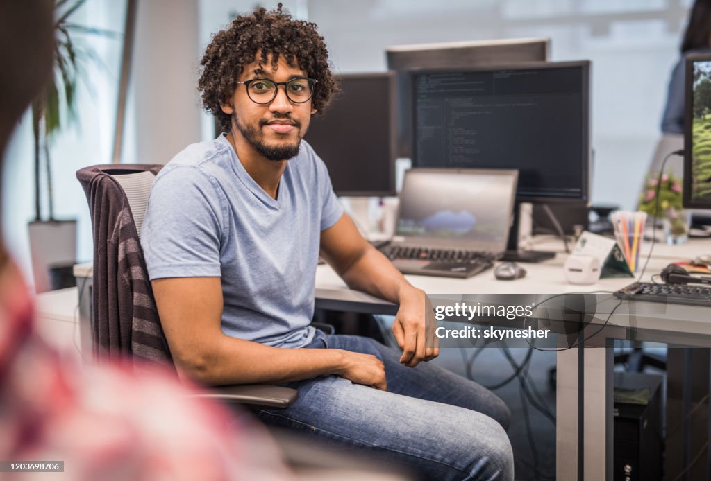 Young African American Programmer Working In The Office High-Res Stock ...