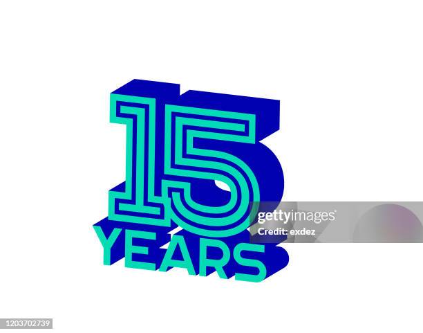 15 year anniversary - 15th anniversary stock illustrations