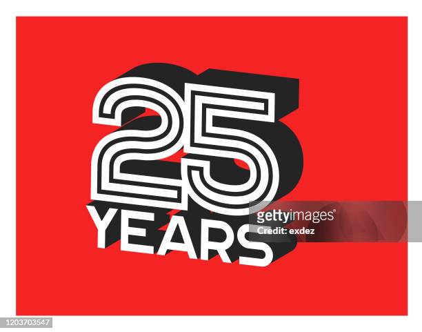 illustrazioni stock, clip art, cartoni animati e icone di tendenza di 25 anni anniversario - 25th anniversary
