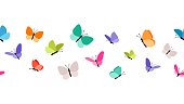 Color flying butterflies seamless pattern