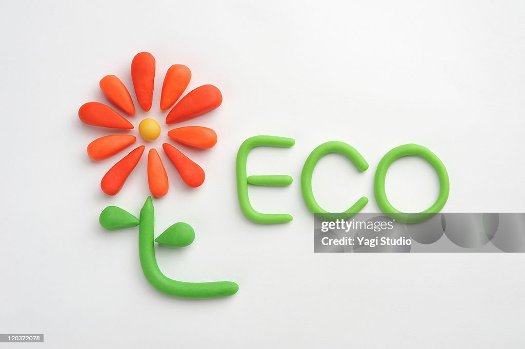 Eco-flowers made ??of clay characters