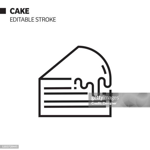 cake line icon, outline vector symbol illustration. pixel perfect, editable stroke. - cake logo stock illustrations