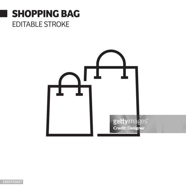 shopping bag line icon, outline vector symbol illustration. pixel perfect, editable stroke. - gift bag stock illustrations