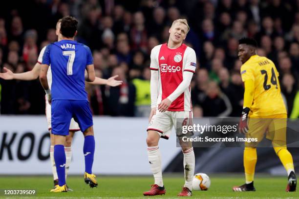 Donny van de Beek of Ajax during the UEFA Europa League match between Ajax v Getafe at the Johan Cruijff Arena on February 27, 2020 in Amsterdam...