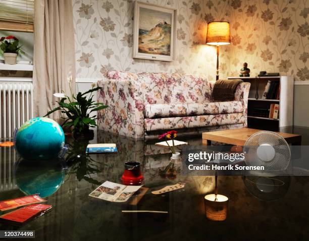 flooded living room - flooded room stock pictures, royalty-free photos & images