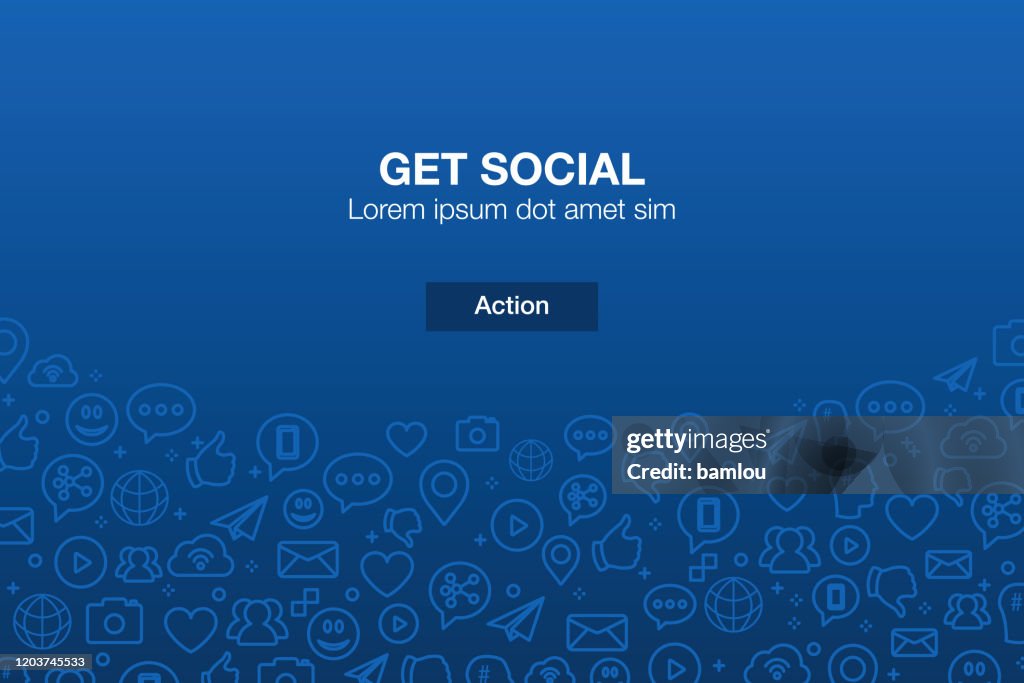 Sociala medier Ikoner Mosaic Bakgrund med Call to Action