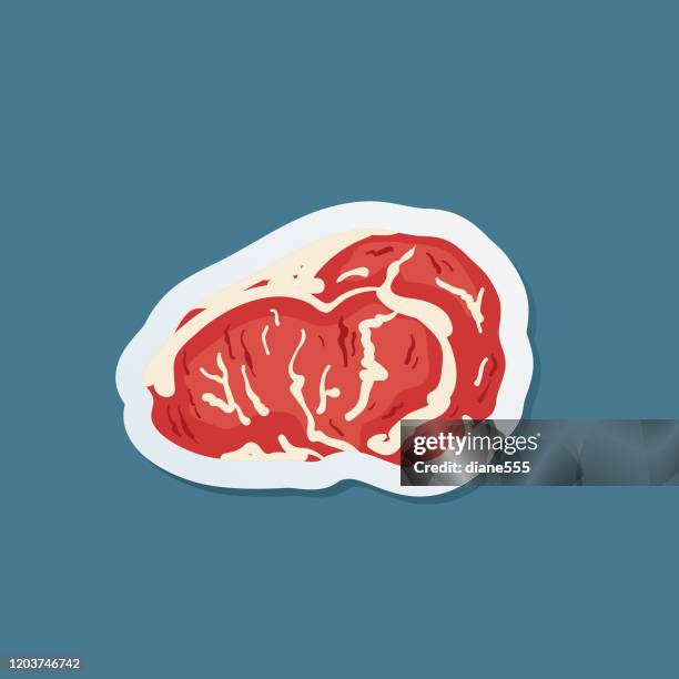 fresh meat icon sticker - raw beef stock illustrations