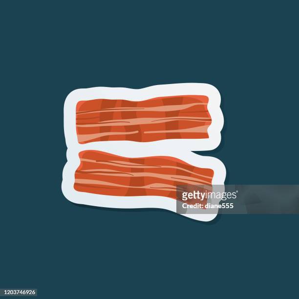 stockillustraties, clipart, cartoons en iconen met fresh meat icon sticker - raw bacon