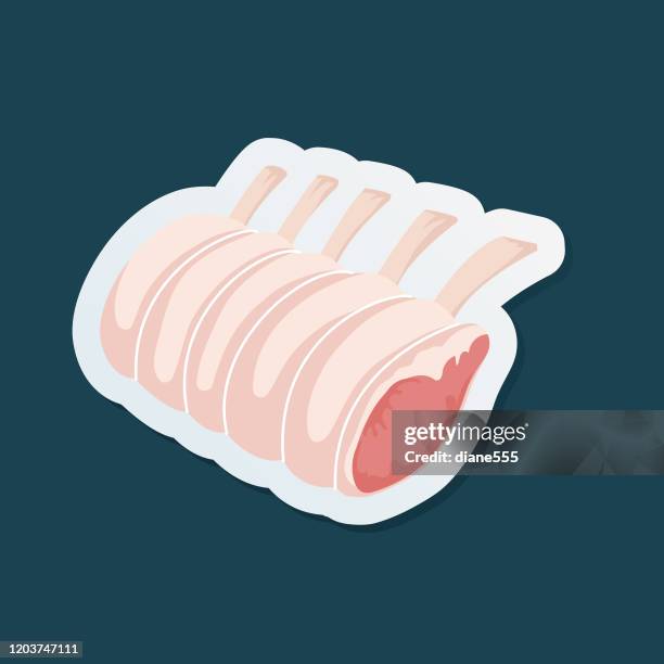 fresh meat icon sticker - lamb chop stock illustrations