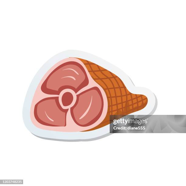 fresh meat icon sticker - cooked ham isolated stock illustrations