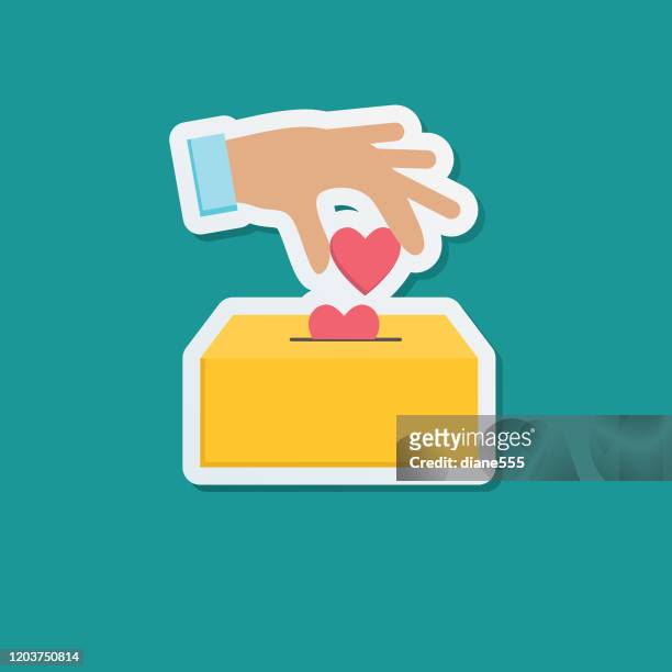 charity and donation icon sticker - giving tuesday stock illustrations