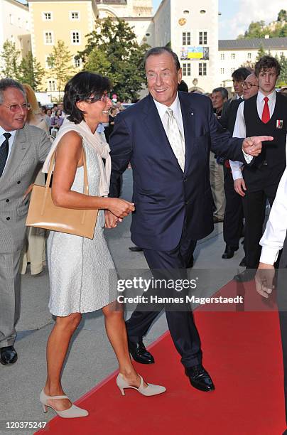 Juergen Schrempp and his wife Lydia attend the Premiere of Cosi Fan Tutte at the Haus fuer Mozart on August 5, 2011 in Salzburg, Austria.