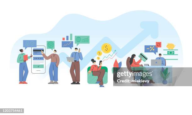 illustrations, cliparts, dessins animés et icônes de concept de financement - flat illustration