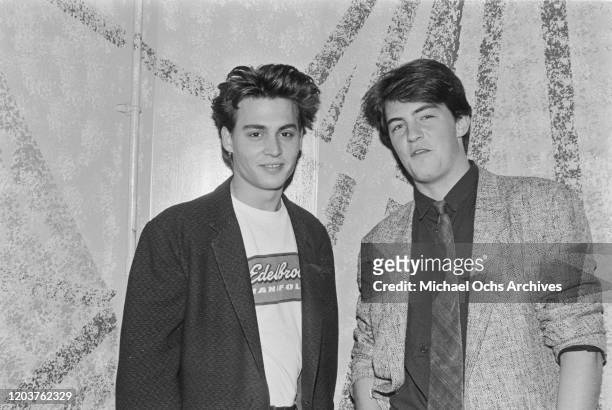 Actors Johnny Depp and Matthew Perry at the Limelight in New York City, circa 1988.