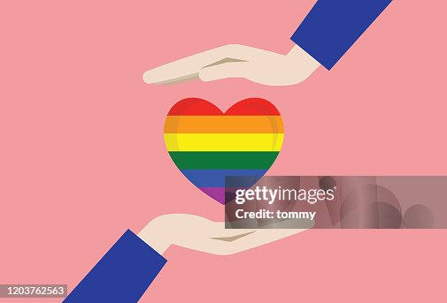 Two hands with a rainbow heart Two hands with a rainbow heart
