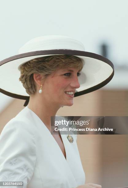 Diana, Princess of Wales attends a farewell parade for the Royal Hampshire Regiment in Portsmouth, UK, August 1991. The regiment will be amalgamated...