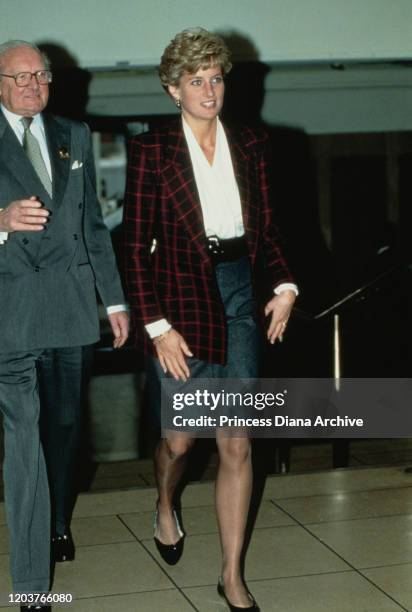 Diana, Princess of Wales attends the Horse of the Year Show at Olympia in London, December 1990.