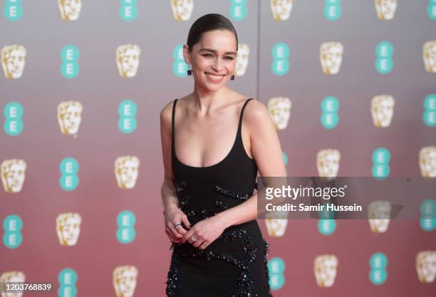 Emilia Clarke attends the EE British Academy Film Awards 2020 at Royal Albert Hall on February 02, 2020 in London, England.