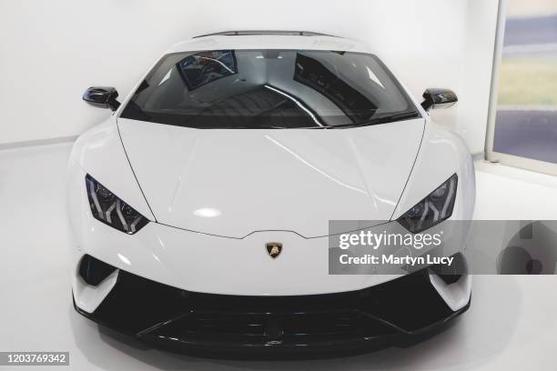 The Lamborghini Huracan seen for sale at Joe Macari Performance Cars in Wandsworth, London. The Huracan made its debut at the 2014 Geneva Auto Show,...