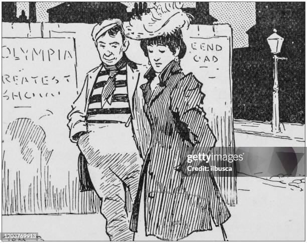 antique illustration: couple - couple painting stock illustrations
