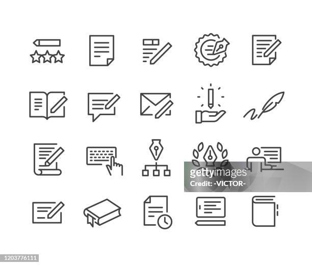 copywriting icons set - classic line series - bloggen stock-grafiken, -clipart, -cartoons und -symbole