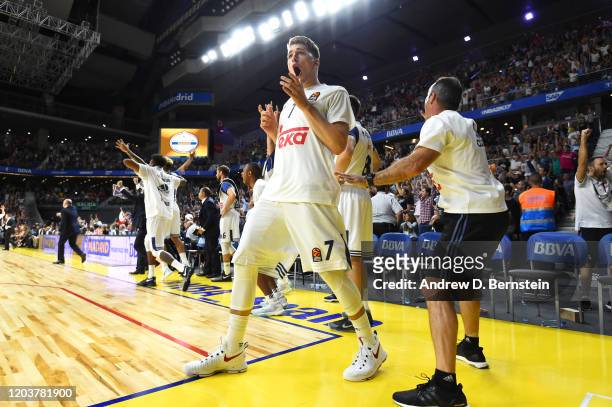 Luka Doni of Real Madrid reacts to play during the game against the Oklahoma City Thunder as part of the 2016 Global Games on October 3, 2016 at the...