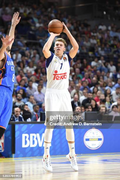 Luka Doni of Real Madrid shoots three point basket against the Oklahoma City Thunder as part of the 2016 Global Games on October 3, 2016 at the...