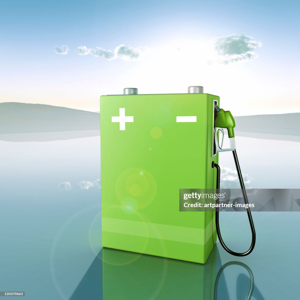 Green Battery with fuel nozzle