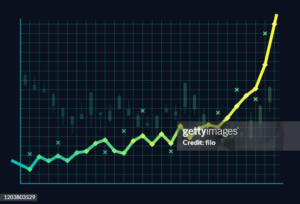 illustrazioni stock, clip art, cartoni animati e icone di tendenza di bolla o crescita del mercato azionario - line graph