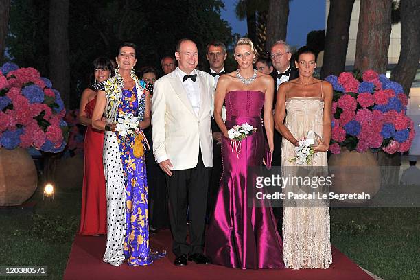 Princess Caroline of Hanover, Prince Albert II of Monaco, Princess Charlene of Monaco and Princess Stephanie of Monaco attend the 63rd Red Cross Ball...