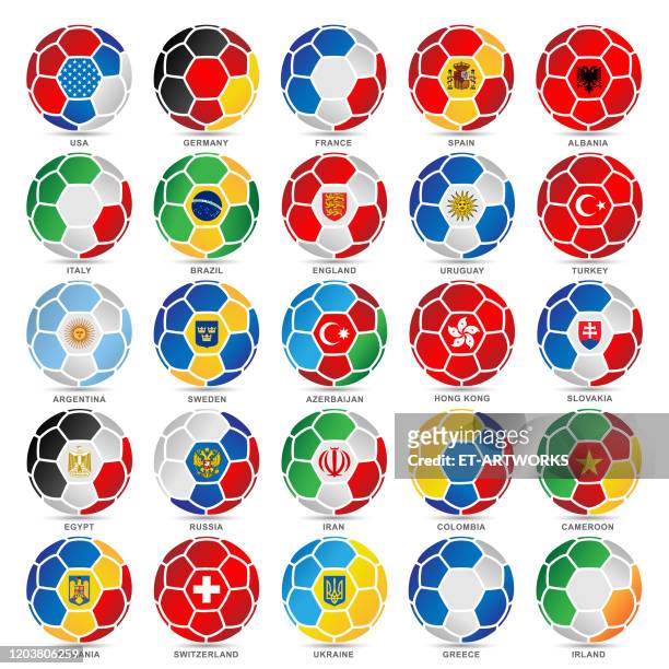 サッカーボールの世界の25旗 - iran flag点のイラスト素材／クリップアート素材／マンガ素材／アイコン素材