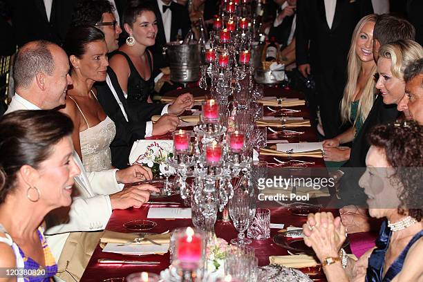 Princess Caroline of Hanover, Prince Albert II of Monaco, Princess Stephanie of Monaco, Elizabeth-Ann de Massy and Princess Charlene of Monaco attend...
