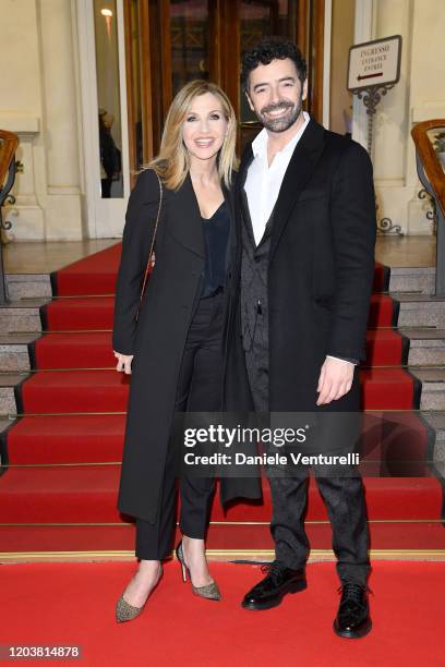 Lorella Cuccarini and Alberto Matano attend the red carpet of the project "Tra Palco E Città" at the 70° Festival di Sanremo at Casinò on February...