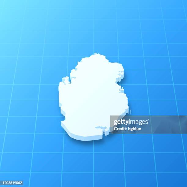 qatar 3d map on blue background - doha stock illustrations