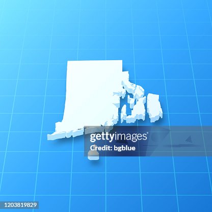藍色背景上的羅德島 3D 地圖 藍色背景上的羅德島 3D 地圖