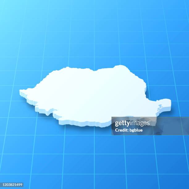 romania 3d map on blue background - romania stock illustrations