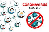 Stop dangerous COVID-19. Novel coronavirus 2019-nCoV. People in respirators. Pandemic medical health risk. Vector illustration