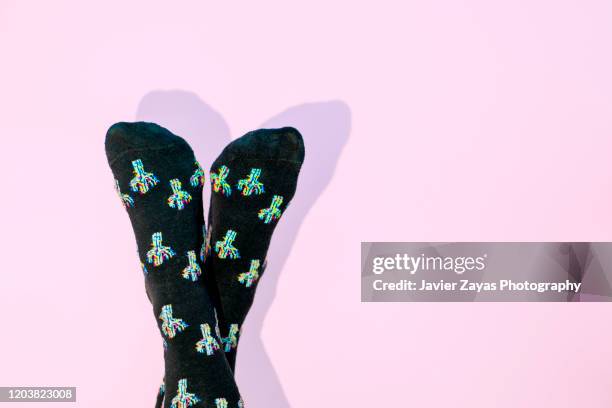 legs wearing cactus patterned socks - kaktus bildbanksfoton och bilder
